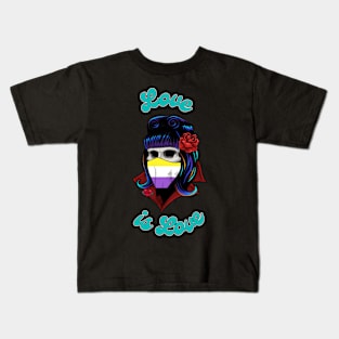 Nonbinary Pride 2021 - Battie Love is Love Kids T-Shirt